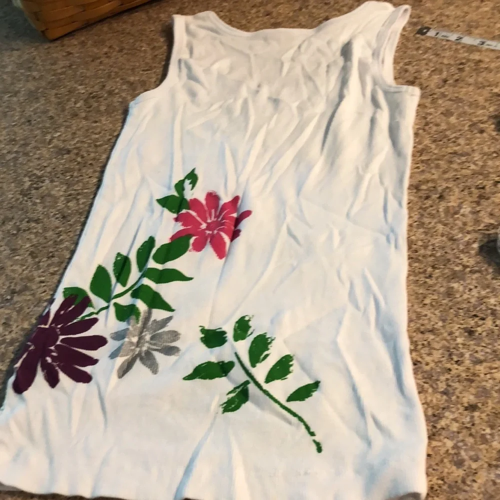 Esprit White Ribbed Floral Tank Top Small - Picture 8 of 13